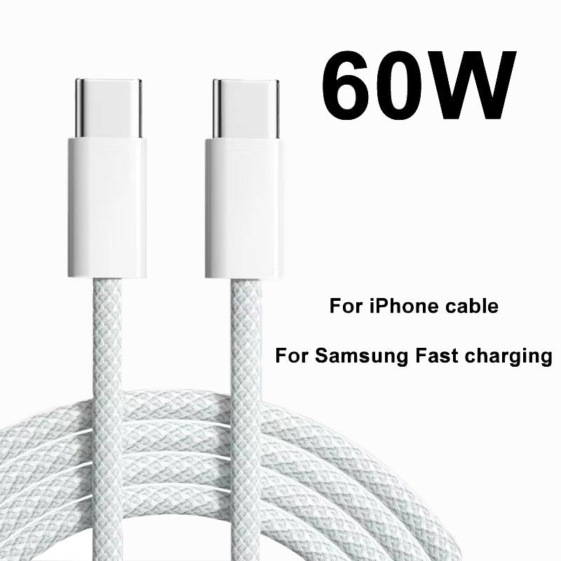 Usb c para tipo c carregamento rápido pd 60w cabo de dados do telefone móvel par