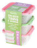 Kit 3 Potes Quadrados Com Trava 550ml Freezer E Micro-ondas